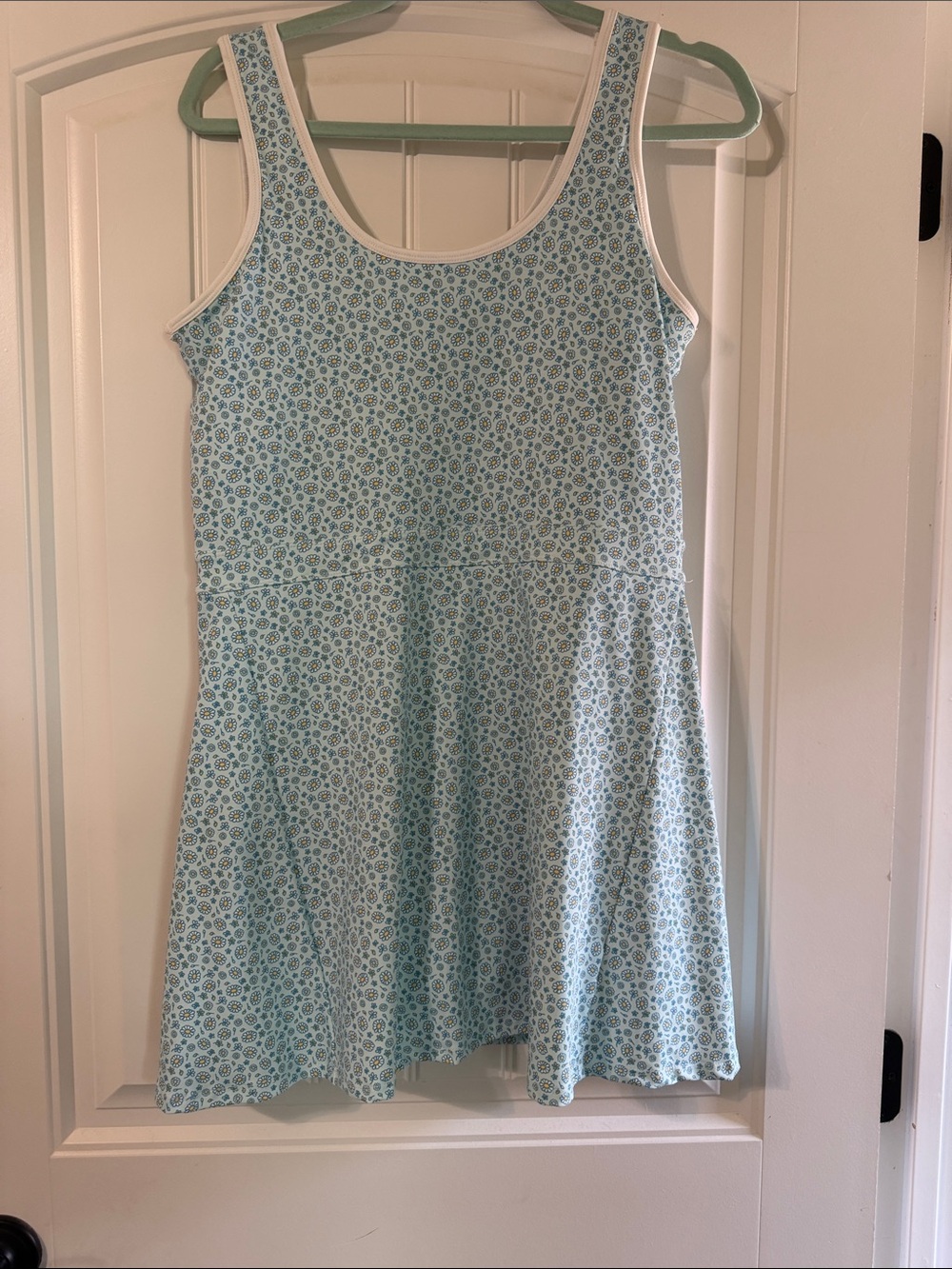 Sleeveless Light Blue Printed A-Line Dress